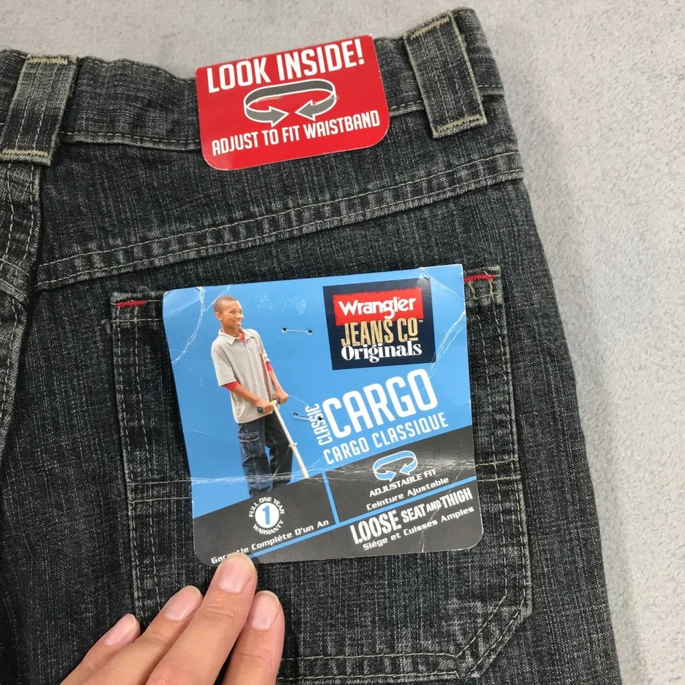 Vintage Y2K Wrangler Cargo Jeans Kids Size 14 Regular Loose Fit Denim NEW Baggy